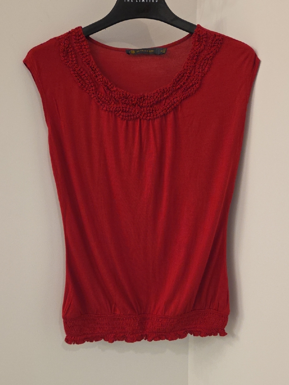 Outback Red By The Limited Women's Red Cap-Sleeve Knit Tank w/ Decorative Scoop